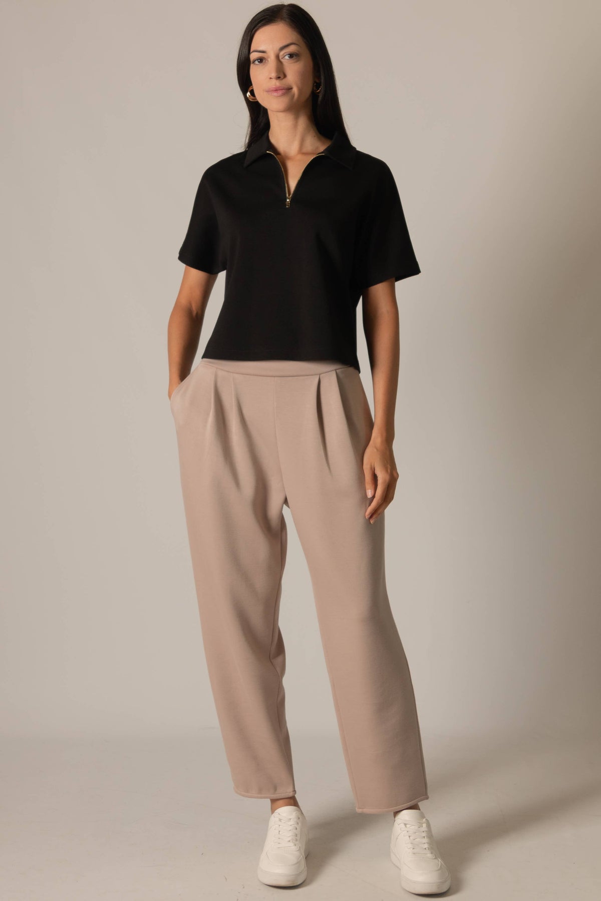 Short Sleeve Quarter Zip Top