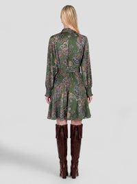 Paisley Printed Mini Shirt Dress