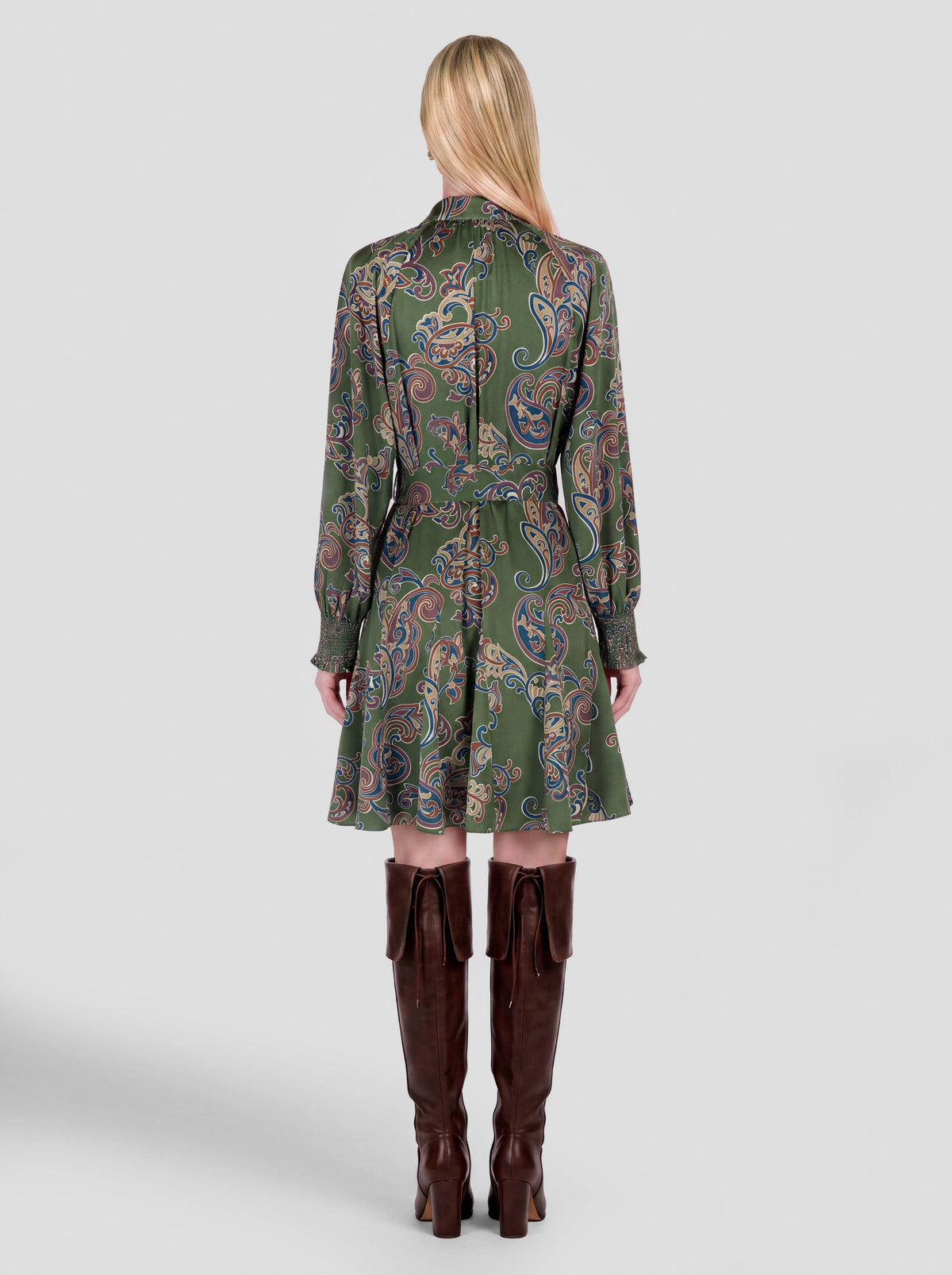 Paisley Printed Mini Shirt Dress