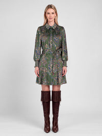 Paisley Printed Mini Shirt Dress