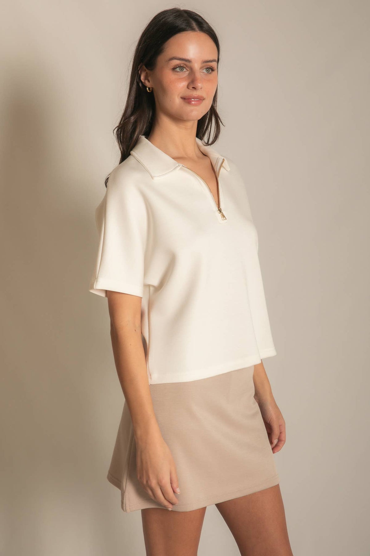 Short Sleeve Quarter Zip Top