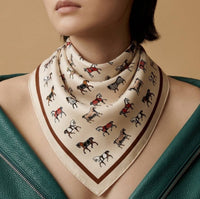 Equestrian Horse Print Satin Square Scarf
