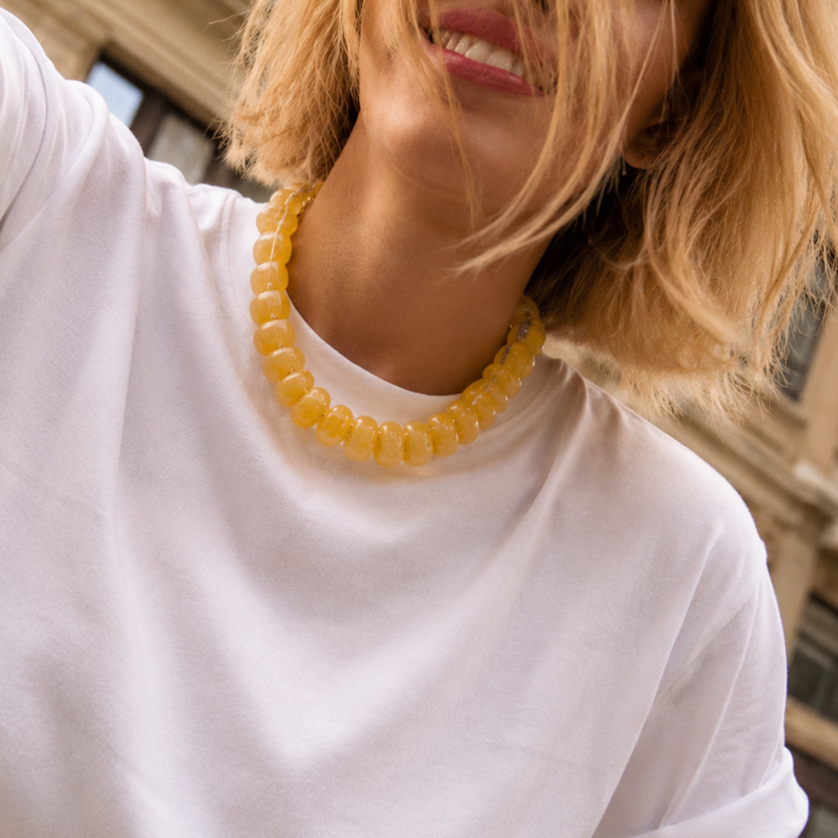 Chunky Resin & Natural Stone Bead Necklace