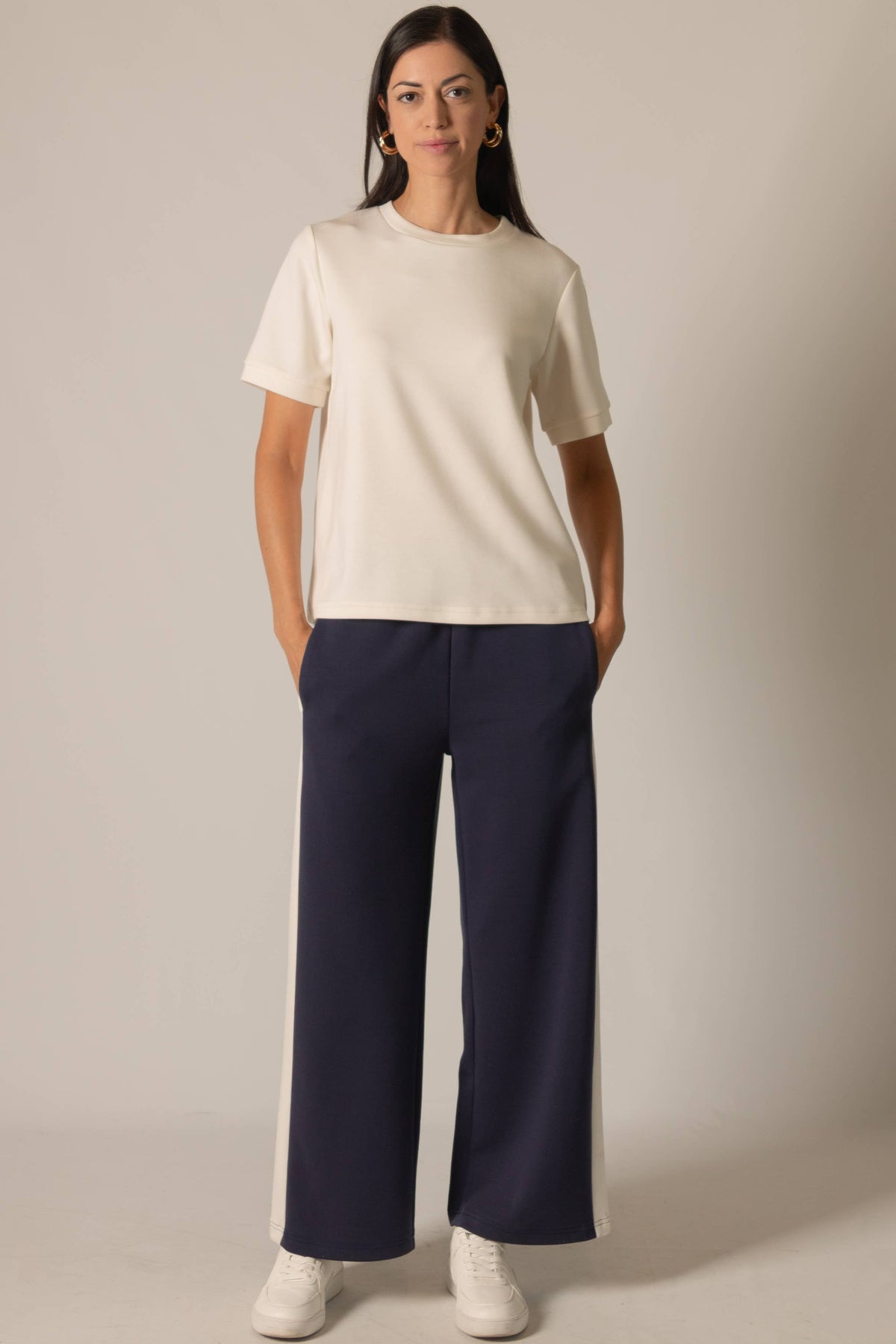 Round Neck Short Sleeve Tee - Ivory