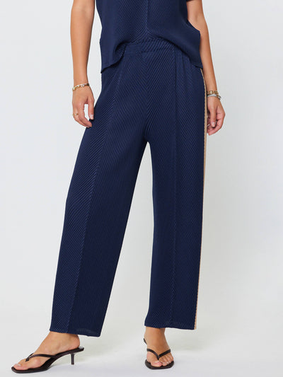 Pleated Tapered Pants - Navy