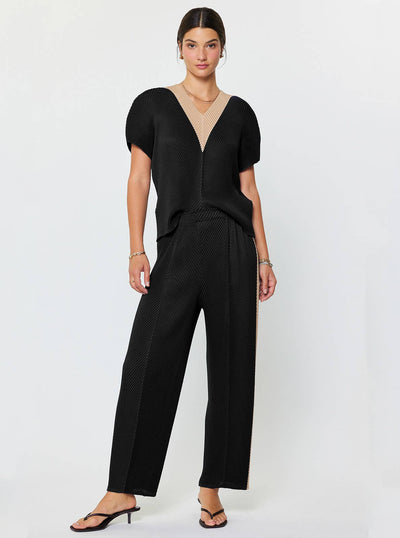 Pleated Tapered Pants W/side Panels