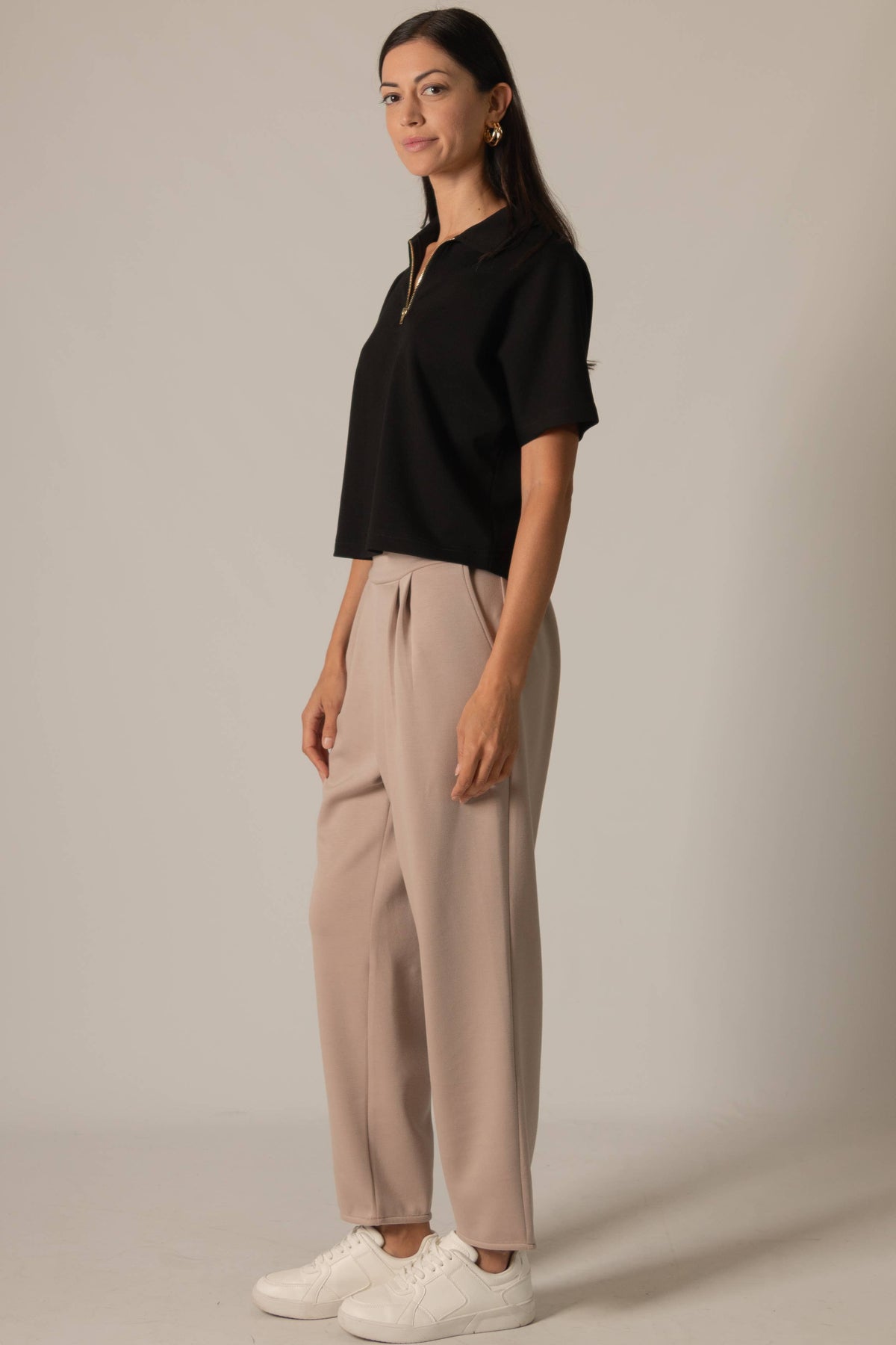 Short Sleeve Quarter Zip Top