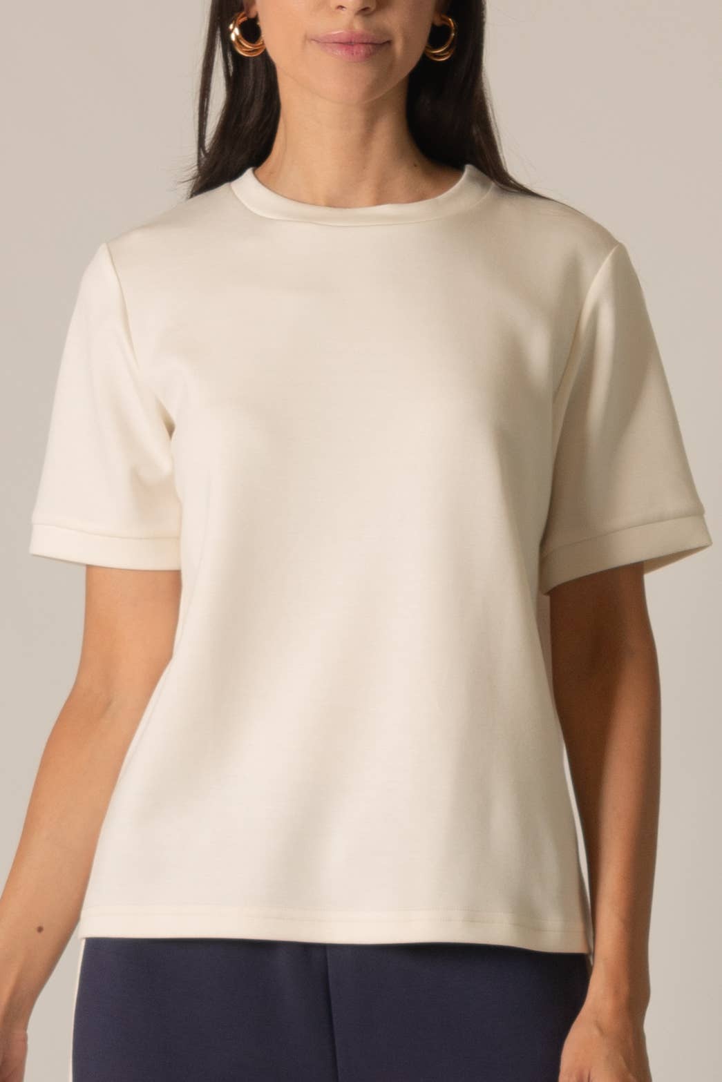Round Neck Short Sleeve Tee - Ivory