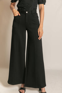 Pleated Wide Leg Trousers - Black