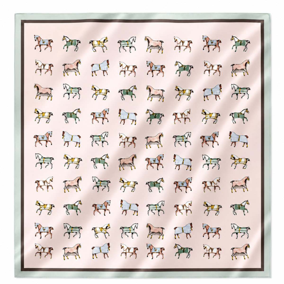 Equestrian Horse Print Satin Square Scarf