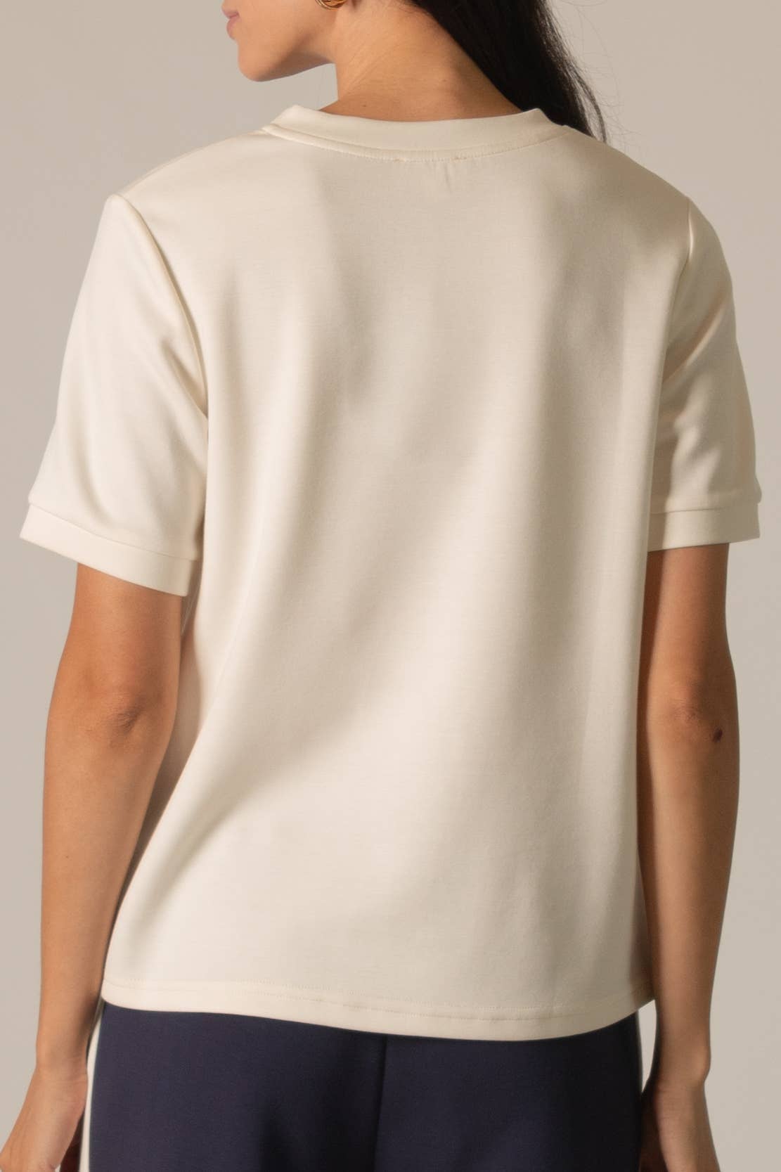 Round Neck Short Sleeve Tee - Ivory