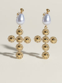 Holy Chic Pearl Cross Earrings