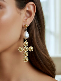 Holy Chic Pearl Cross Earrings