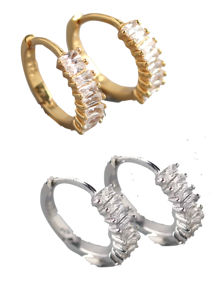 Baguette Huggie Hoop Earrings