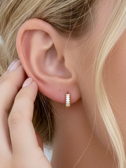 Baguette Huggie Hoop Earrings
