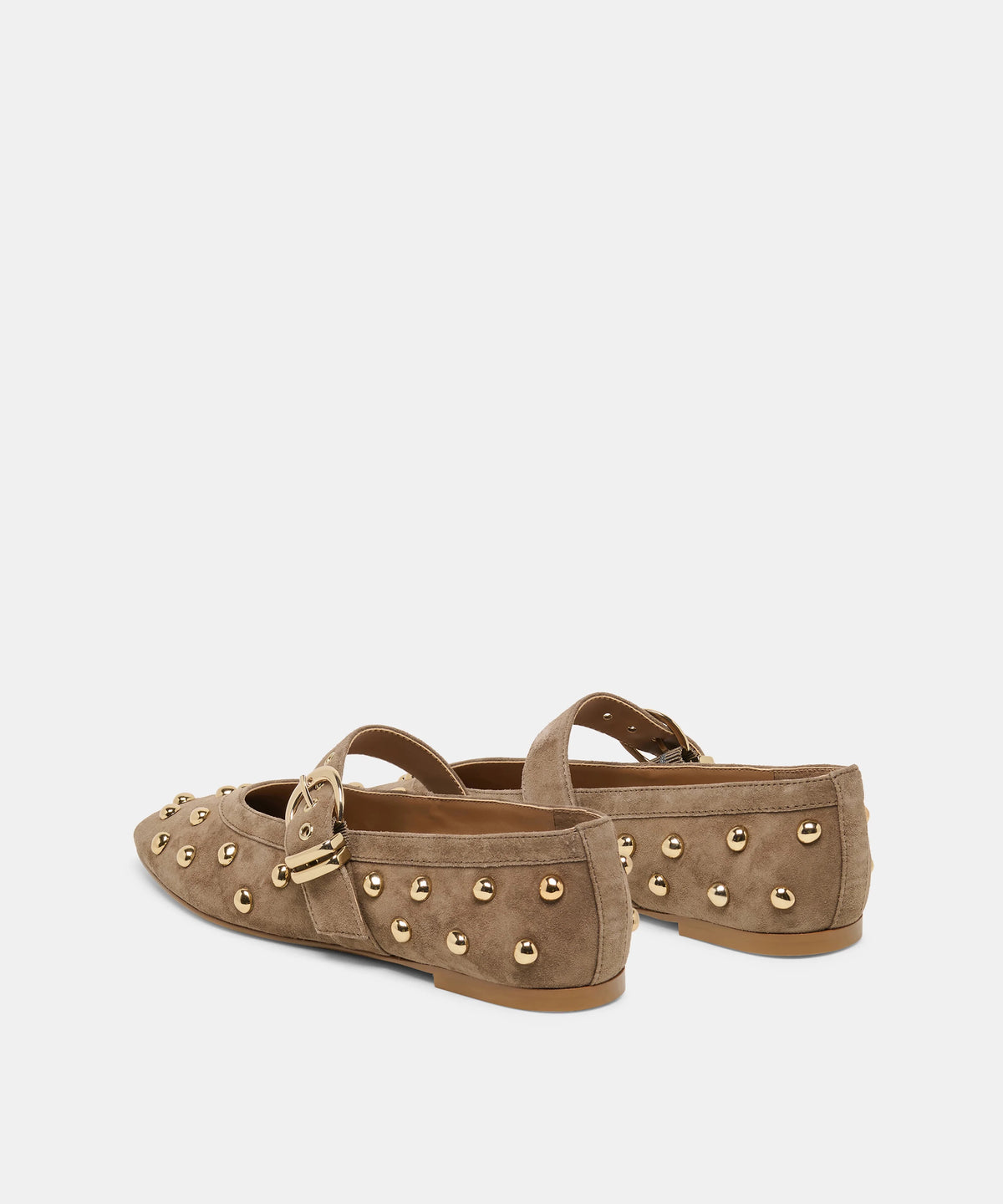 Mikel Stud Flat Olive Suede