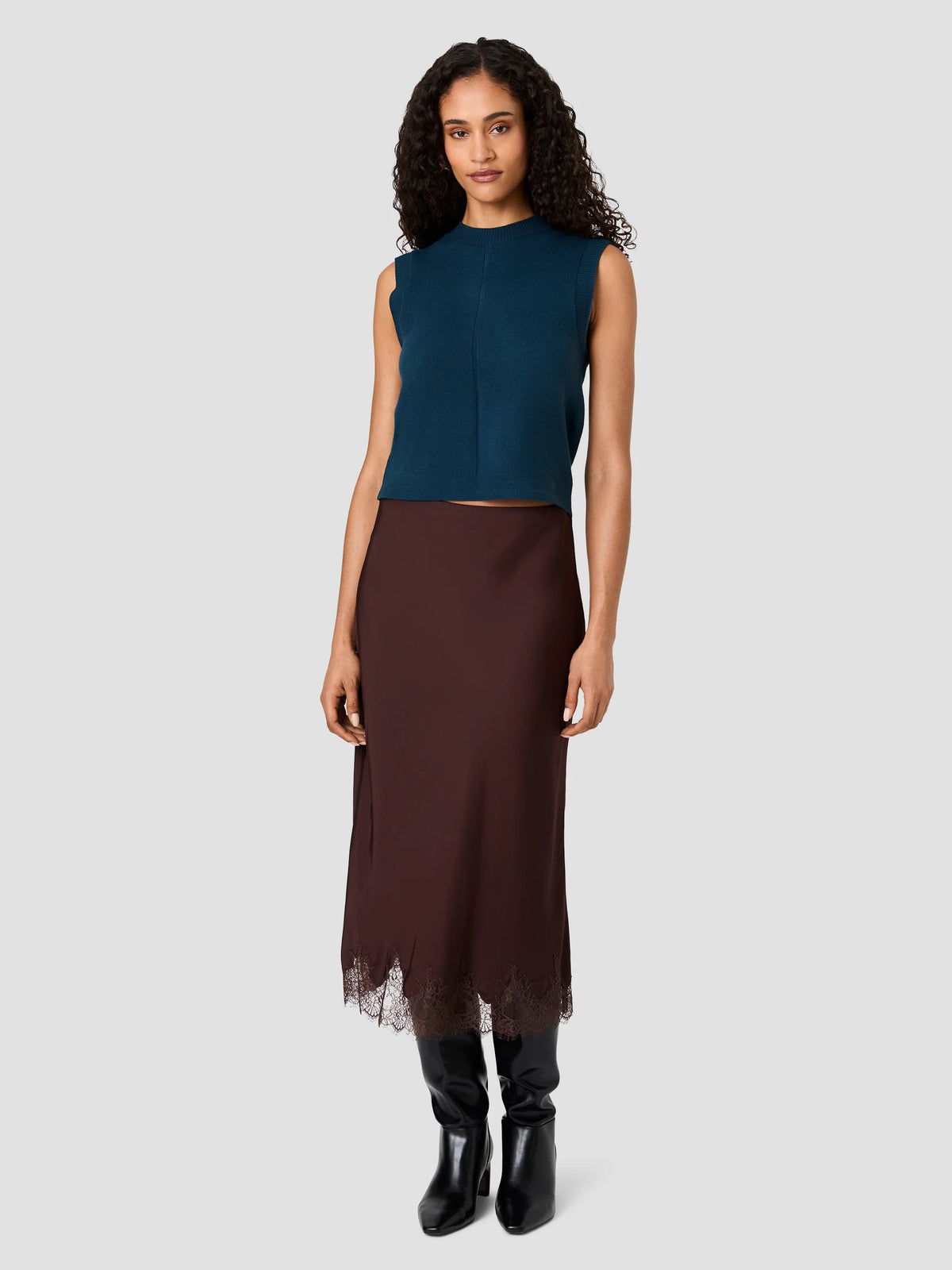 Babysoft Vertical Tick Crewneck Sleeveless Top