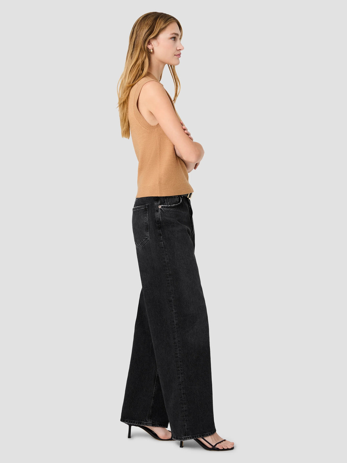 Babysoft Vertical Tick Crewneck Sleeveless Top
