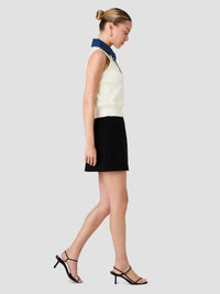 Maxime Knit Denim Collared Sweater Vest