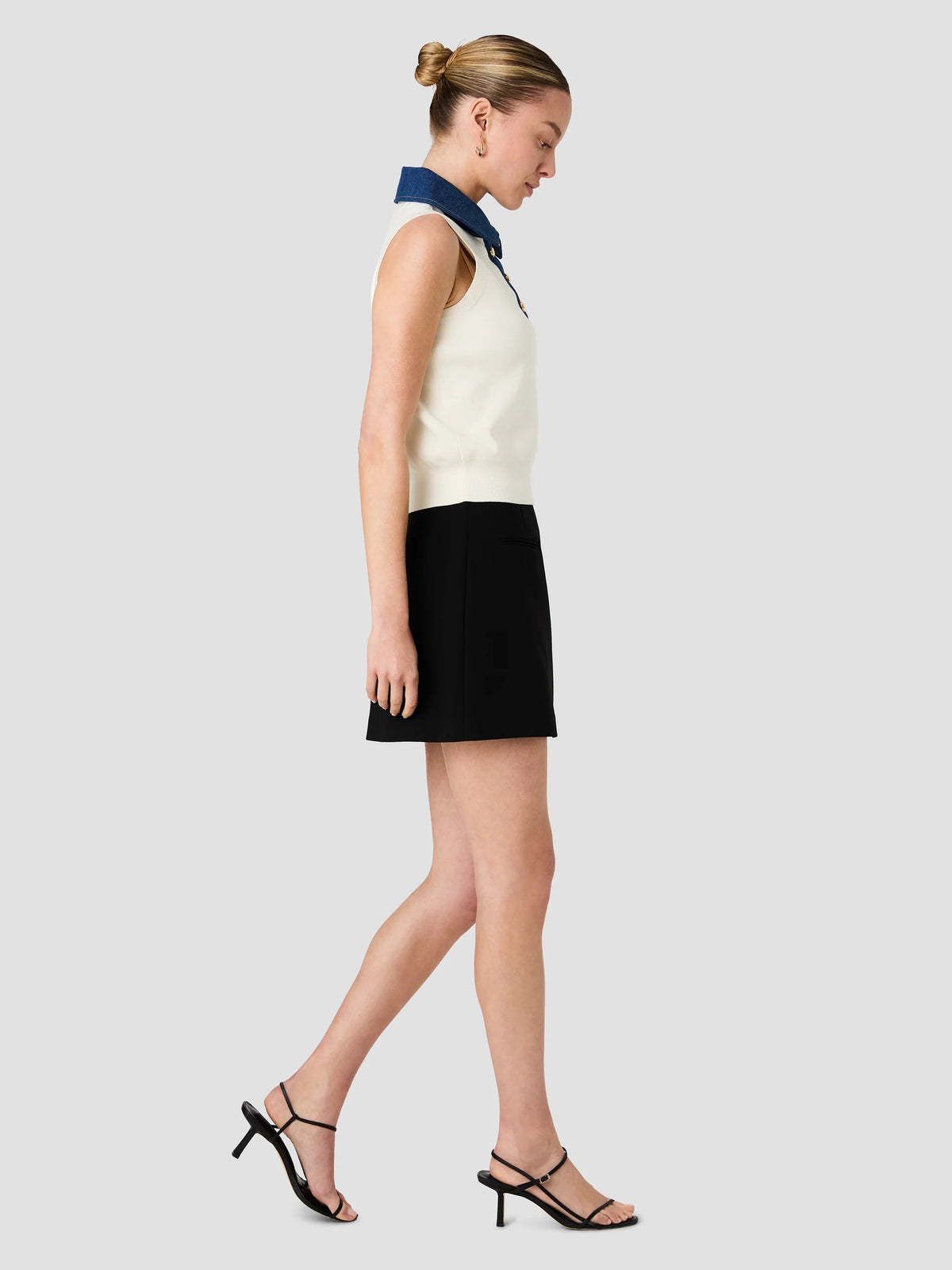Maxime Knit Denim Collared Sweater Vest