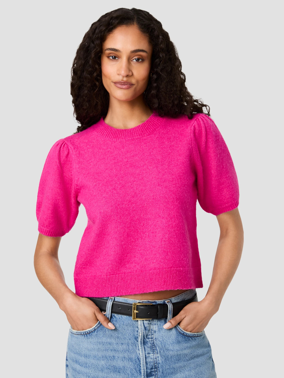 Yulia Knit Puff Sleeve Top