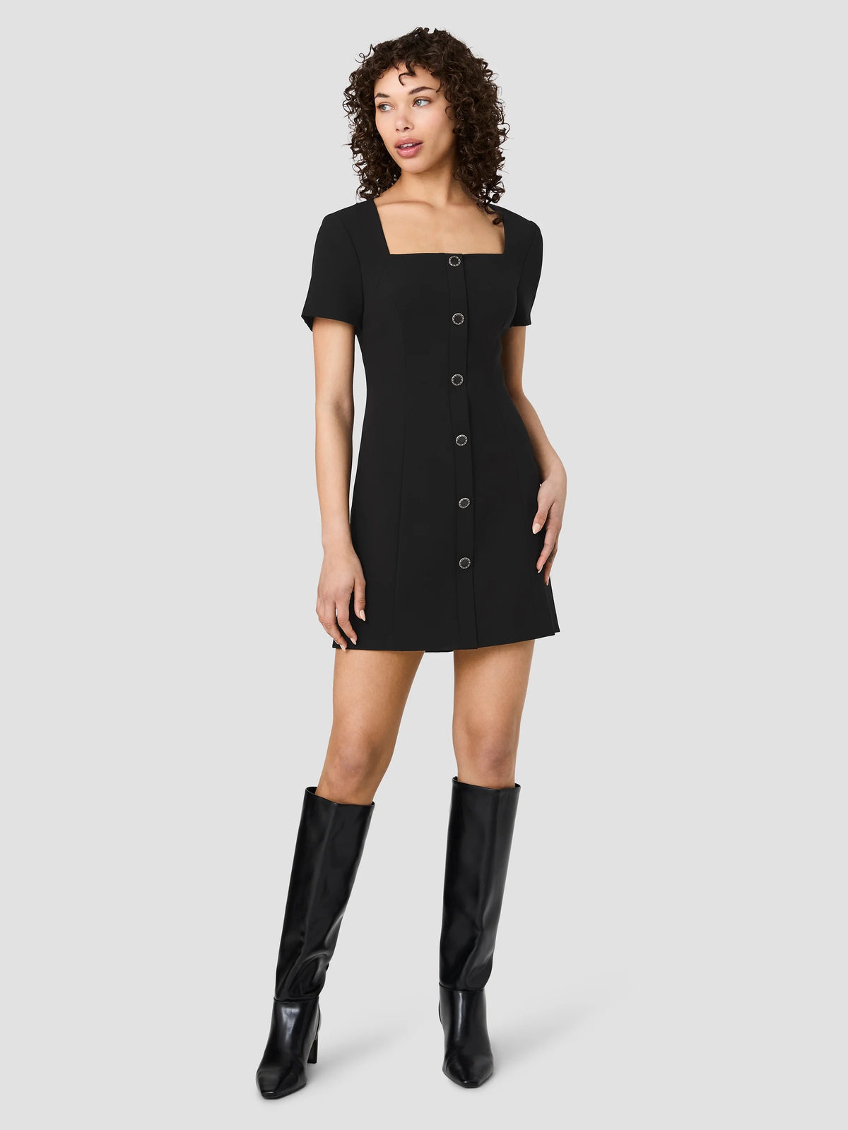 Azra Button Front Mini Dress