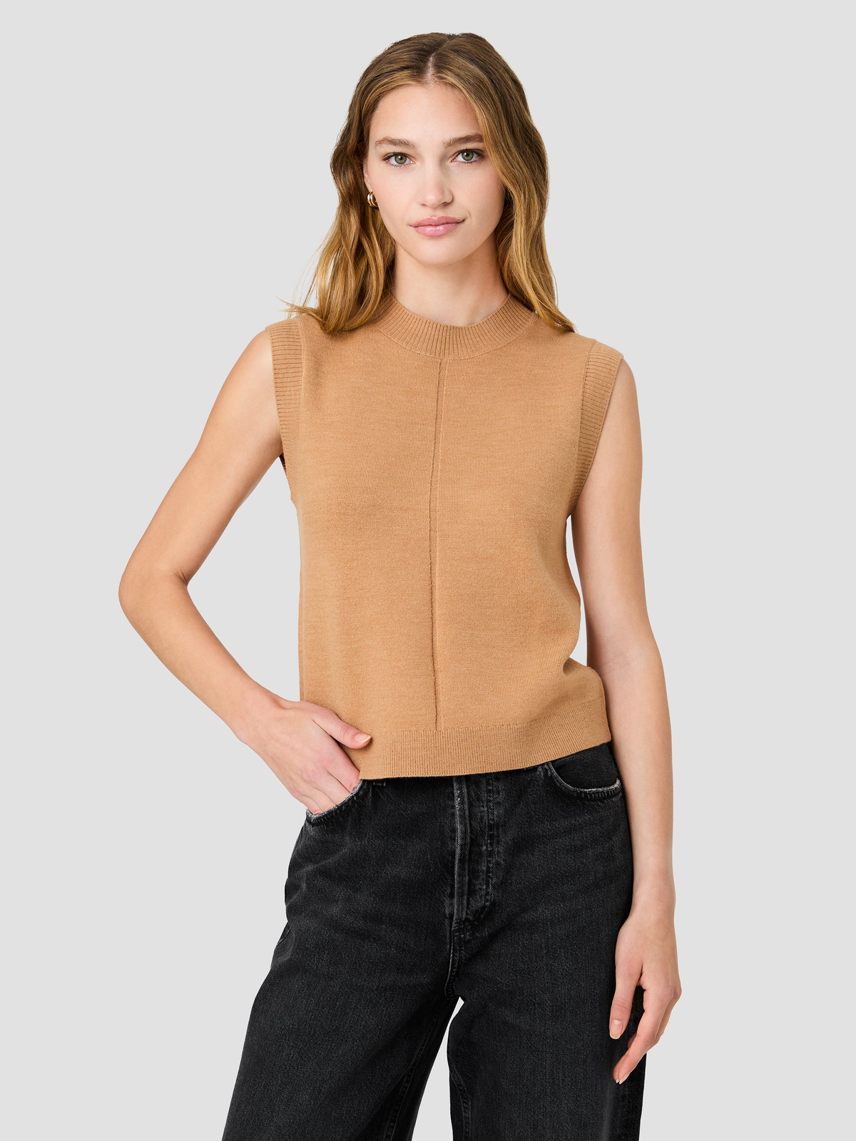 Babysoft Vertical Tick Crewneck Sleeveless Top