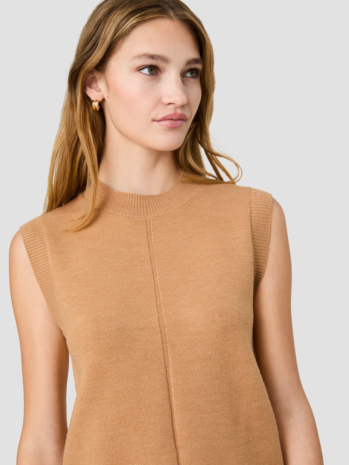Babysoft Vertical Tick Crewneck Sleeveless Top