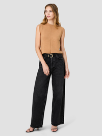 Babysoft Vertical Tick Crewneck Sleeveless Top