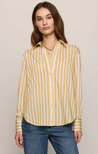Golden Haven Stripe Button Up Golden Sage