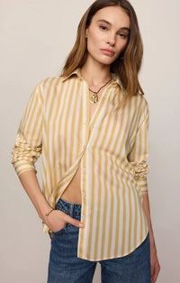 Golden Haven Stripe Button Up Golden Sage