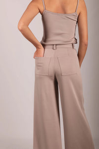 Pleated Wide Leg Trousers - Taupe