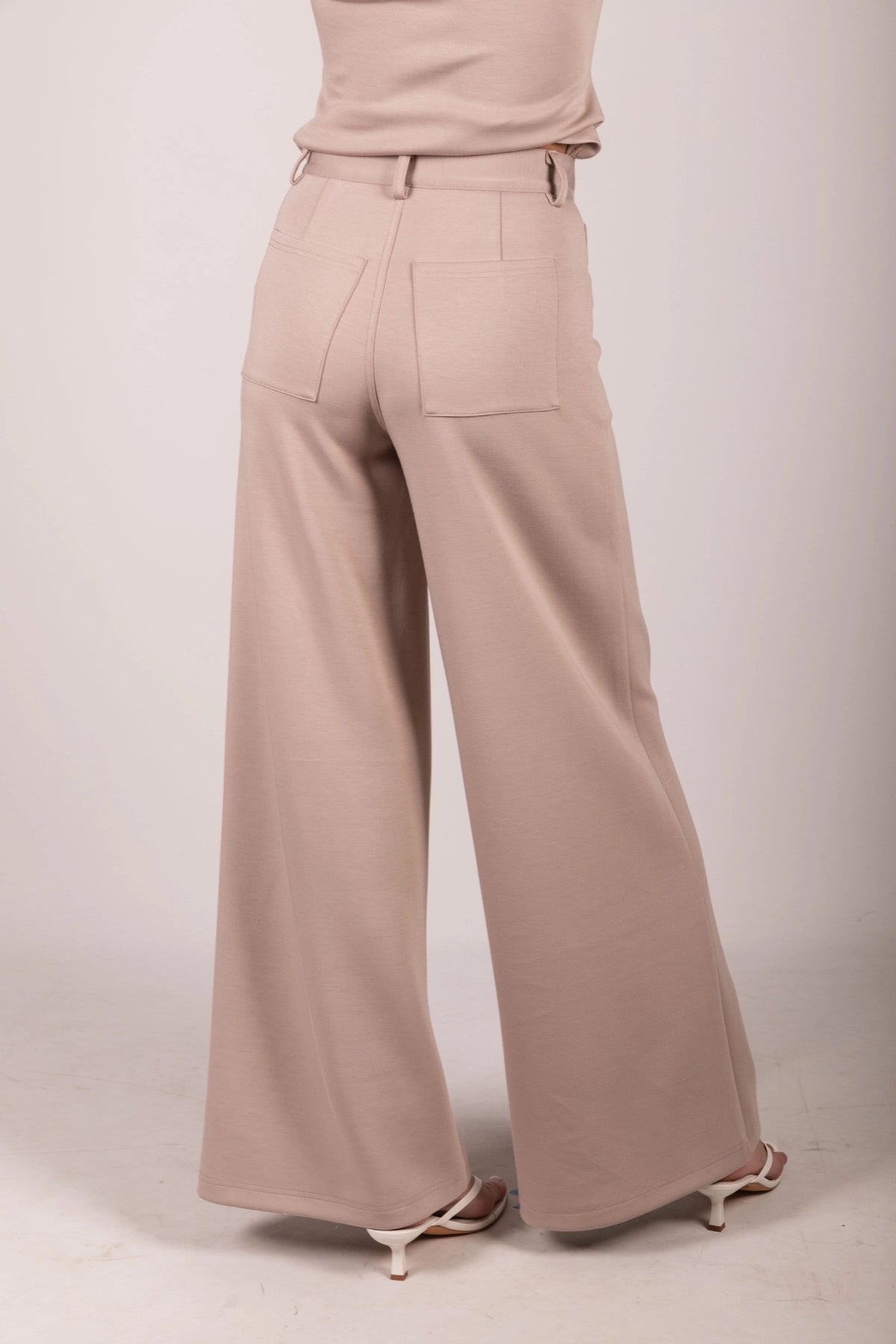Pleated Wide Leg Trousers - Taupe