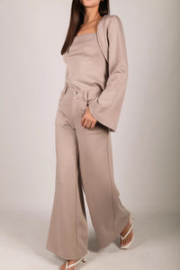 Pleated Wide Leg Trousers - Taupe