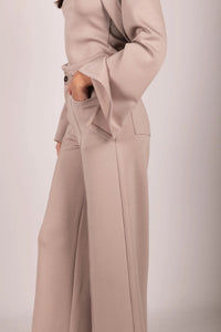 Pleated Wide Leg Trousers - Taupe