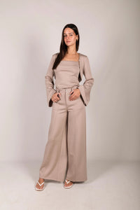 Pleated Wide Leg Trousers - Taupe