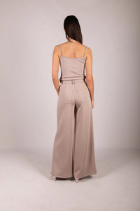 Pleated Wide Leg Trousers - Taupe