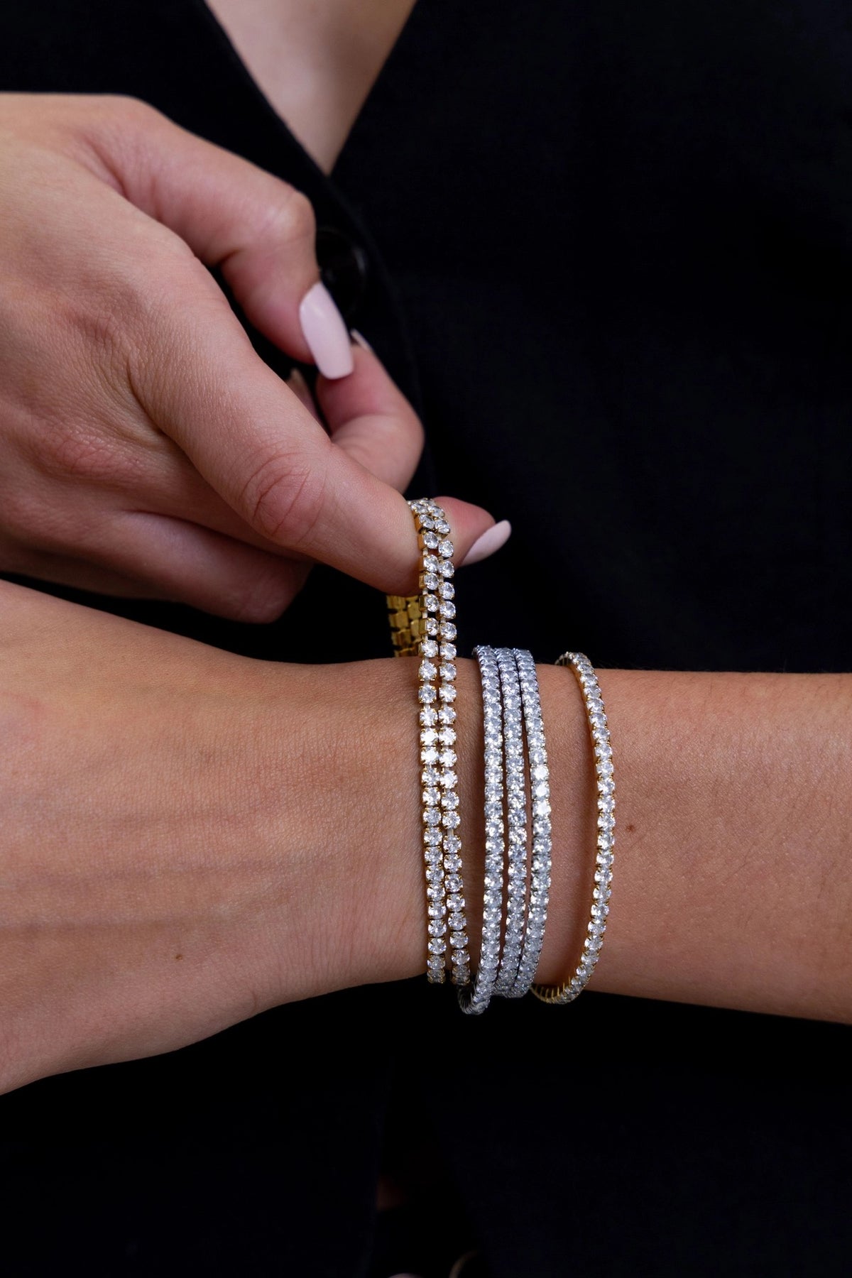 Eileen CZ Stretch Bracelet - Silver