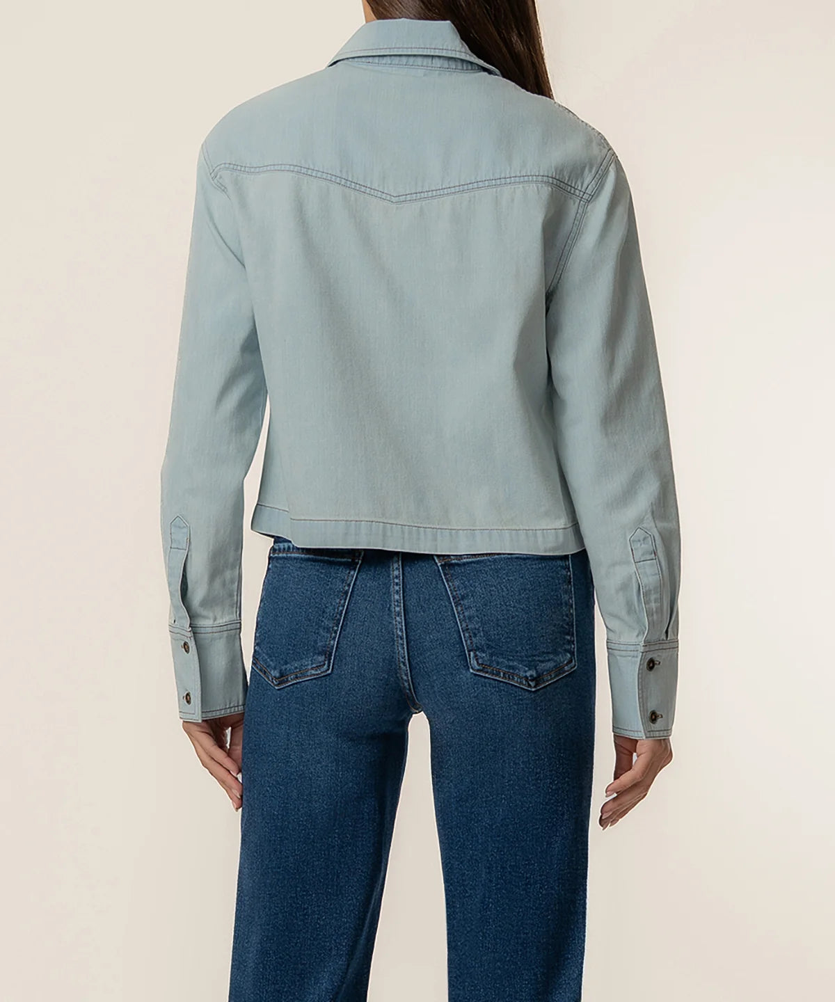 Aubrey Long Sleeve Button Down Crop Shirt