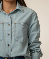 Aubrey Long Sleeve Button Down Crop Shirt