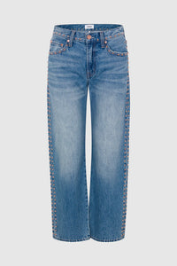 Lexi Mid Rise Bowed Straight - Star Studded