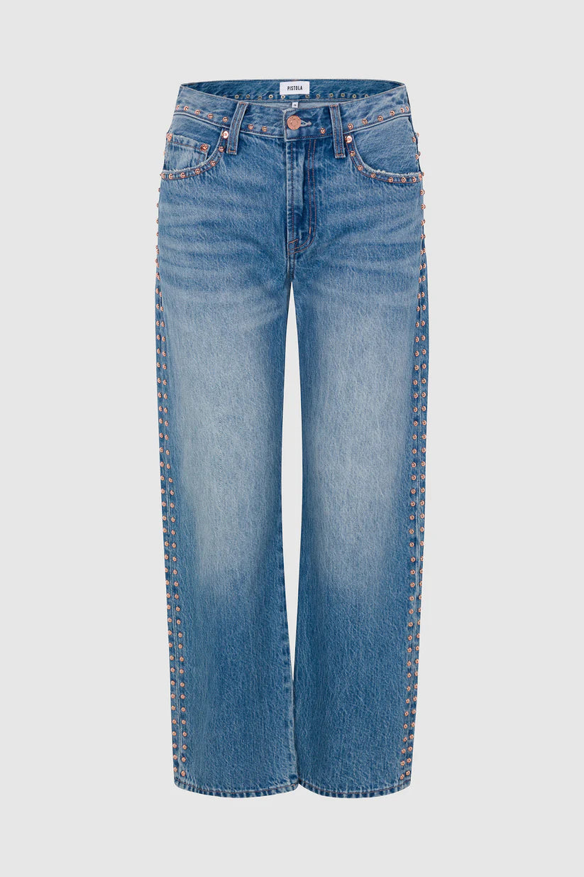 Lexi Mid Rise Bowed Straight - Star Studded