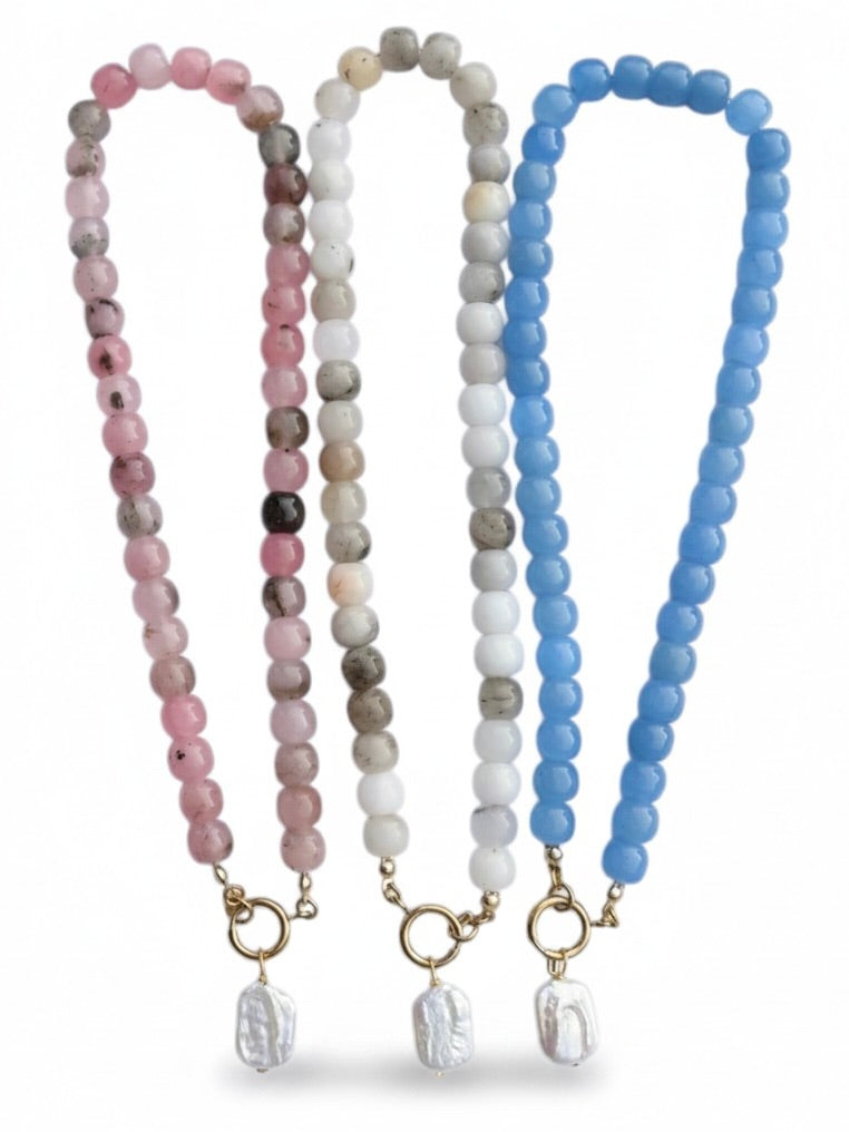 Front Row Beaded Jasper And Pearl Necklace