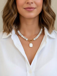 Front Row Beaded Jasper And Pearl Necklace