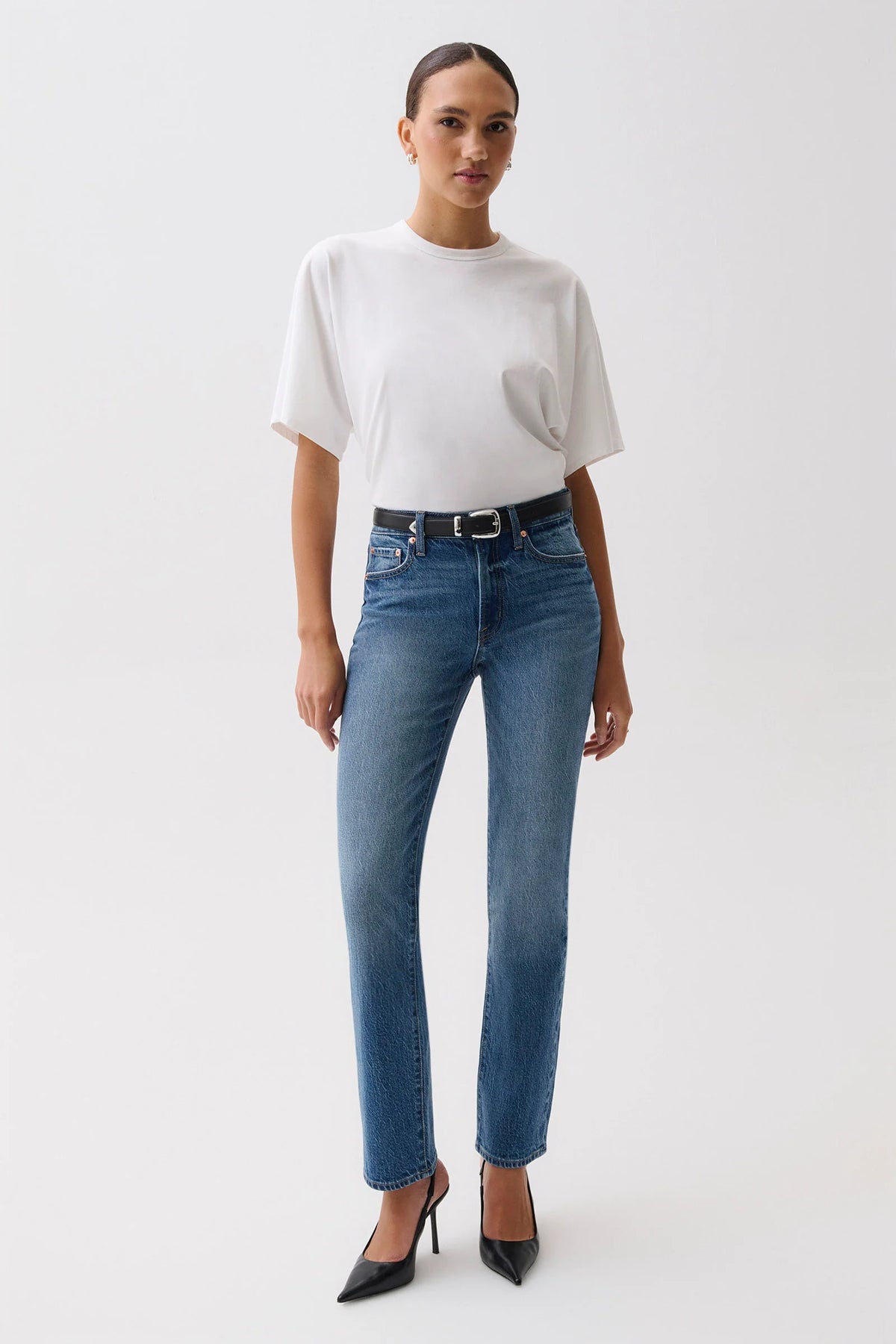 Aleks Mid Rise Straight Jeans