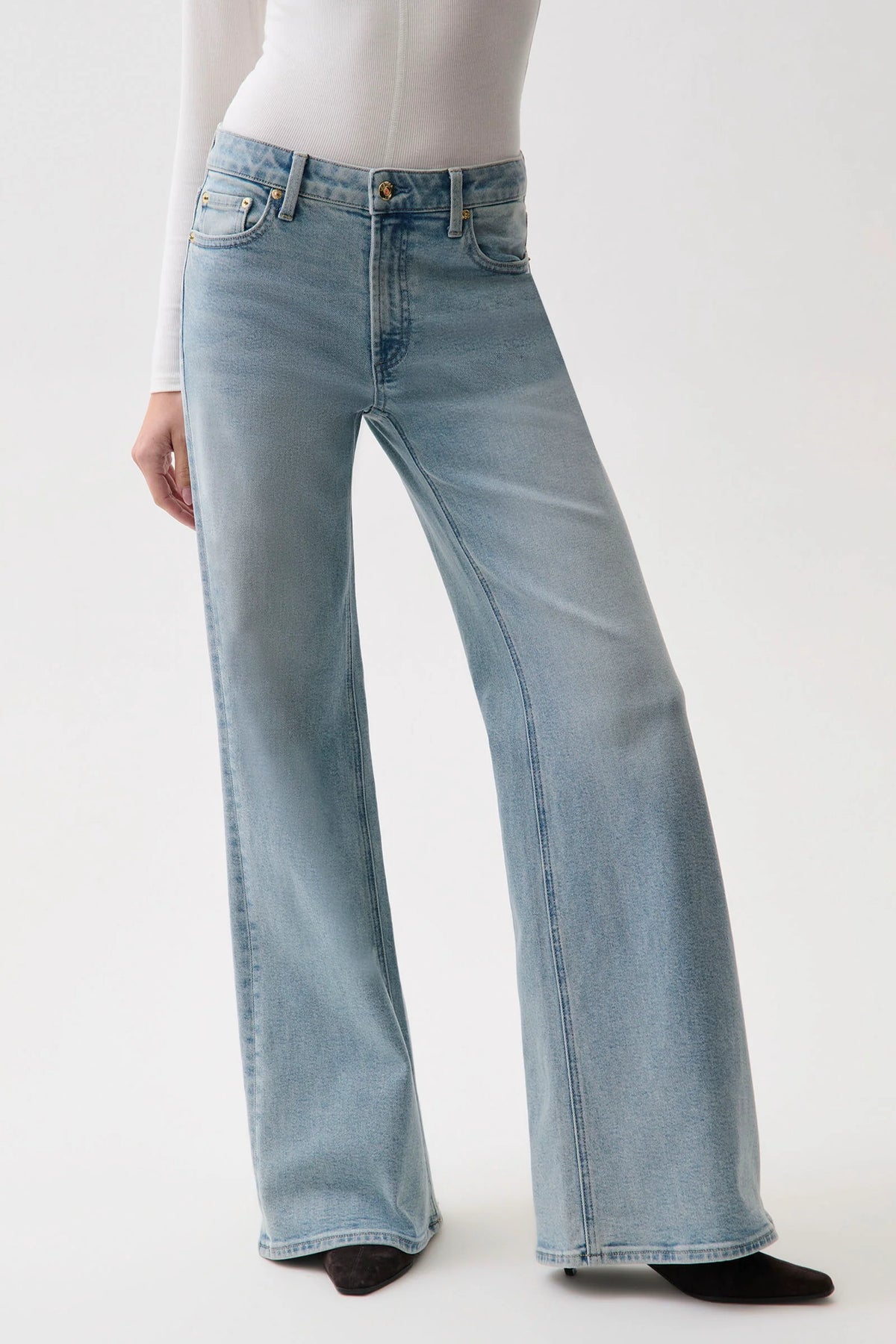 Vivian Mid Rise Wide Leg Jeans