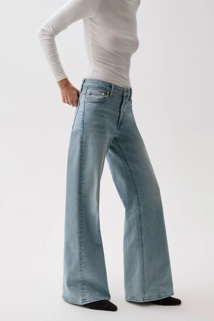 Vivian Mid Rise Wide Leg Jeans