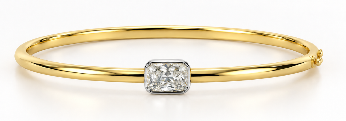Drew Emerald Cut Bezel Two-Tone Bangle