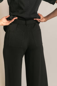 Pleated Wide Leg Trousers - Black