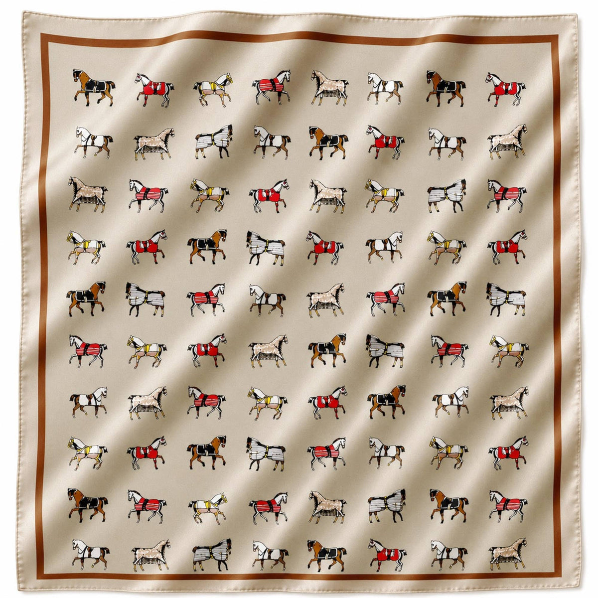 Equestrian Horse Print Satin Square Scarf